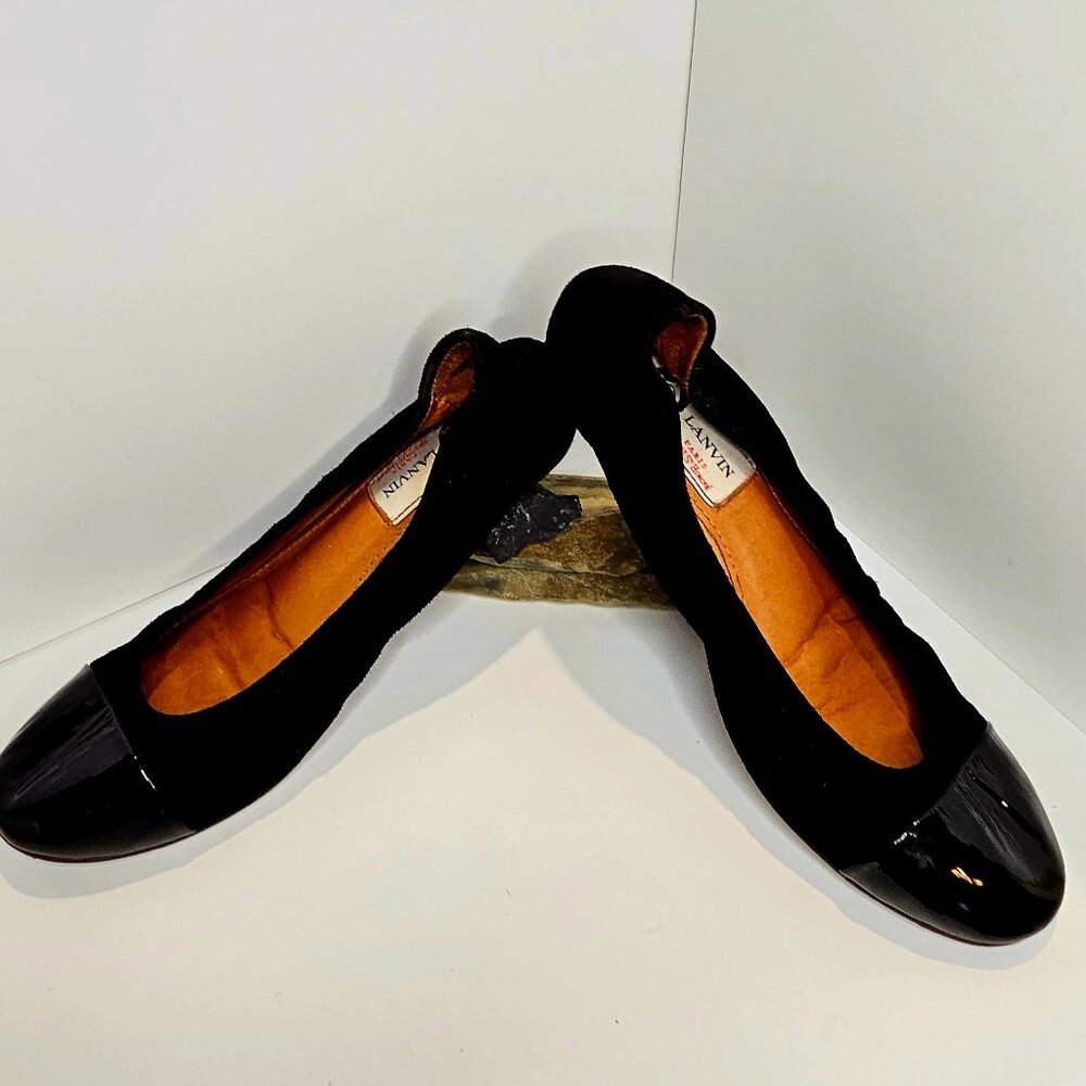 LANVIN Classic BLACK Patent Leather Ballet Flat